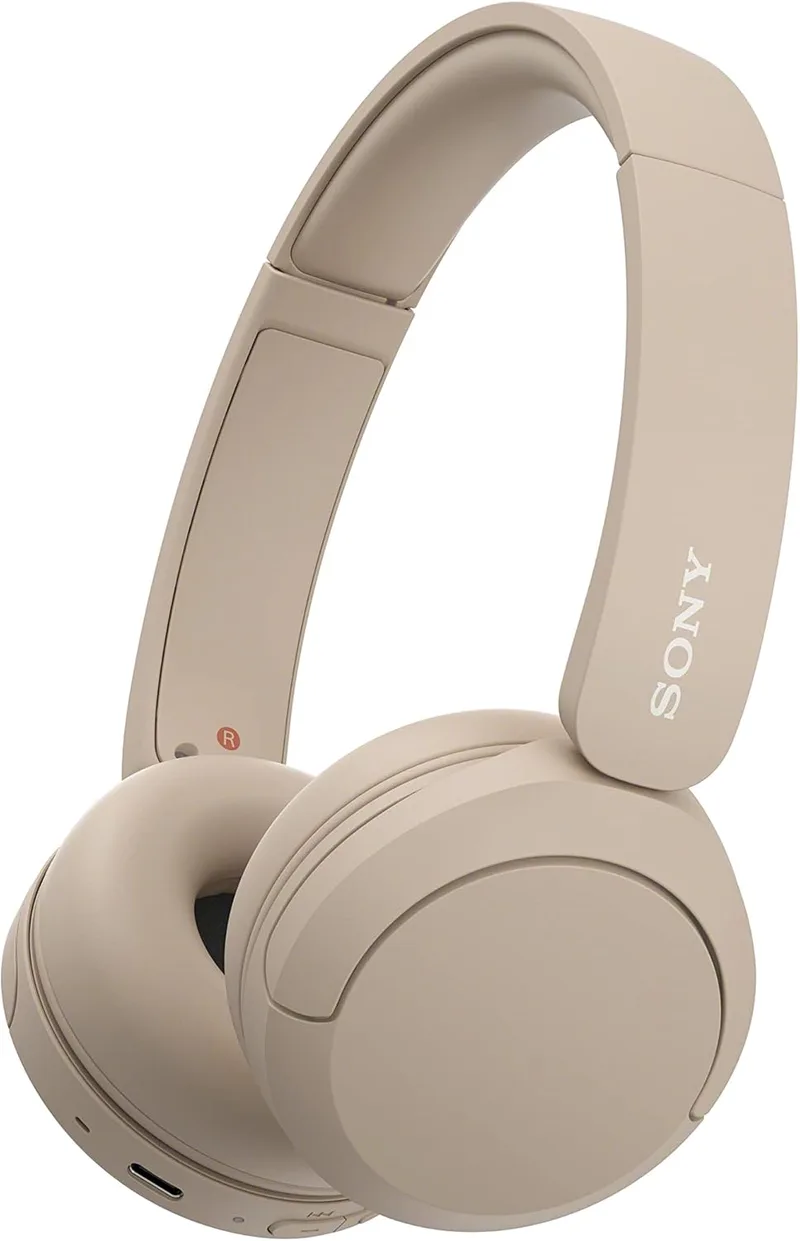 Sony ▫️ WH-CH520 Auscultadores Bluetooth com 50 h de autonomia, som DSEE e microfone integrado, bege