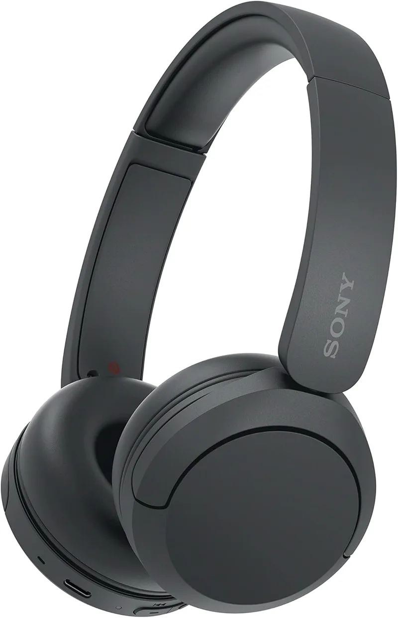 Sony ▫️ WH-CH520, Auscultadores sem fios Bluetooth, design leve, bateria com autonomia de 50 horas, carregamento rápido, equalizador, chamadas nítidas, iOS e Android - Preto