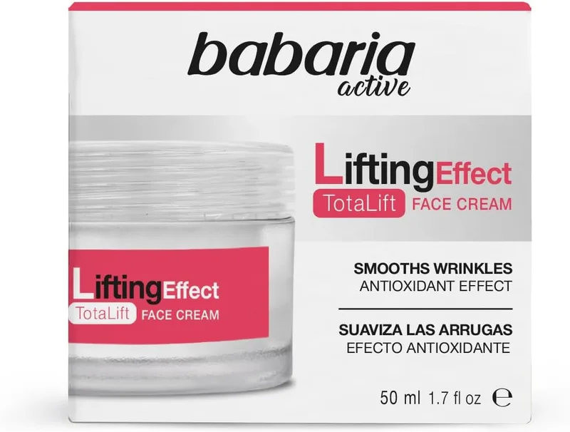 Babaria ▫️ Creme Facial com Efeito Lifting Total Lift | Creme Antirrugas para Mulheres e Homens | Cremes Faciais para Mulheres com Efeito Antioxidante e Antienvelhecimento | Vitamina E e Esqualano, 100% Vegano, 50 ml