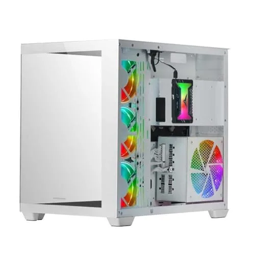 Mars Gaming ▫️ MCV4, Torre de Gaming Personalizada XXL E-ATX, Janelas laterais e frontais em vidro temperado sem moldura, Estrutura modular de dupla câmara, Branco 2