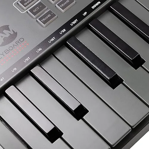 RockJam ▫️ Go - Controlador de teclado MIDI USB e Bluetooth de 25 teclas com 8 pads de bateria retroiluminados e 8 botões giratórios 3