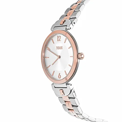 TOUS ▫️ Relógio analógico com bracelete em aço e aço IPRG rosa S-Band, prateado, clássico 2