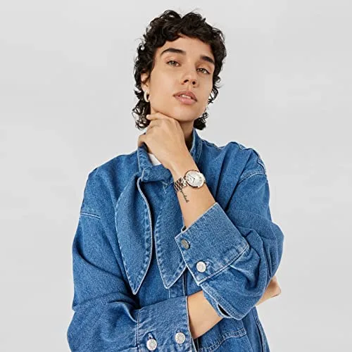 TOUS ▫️ Relógio analógico com bracelete em aço e aço IPRG rosa S-Band, prateado, clássico 7