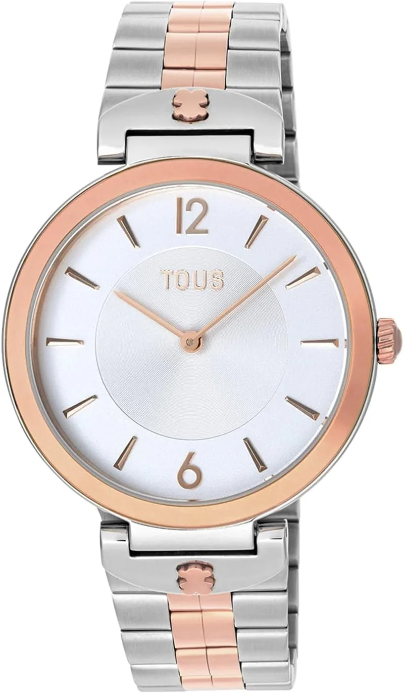 TOUS ▫️ Relógio analógico com bracelete em aço e aço IPRG rosa S-Band, prateado, clássico