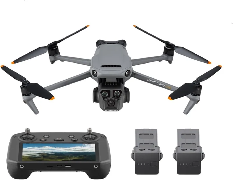 DJI ▫️ Mavic 3 Pro Cinema com controlo remoto RC Pro (ecrã de alto brilho), drone emblemático com três câmaras, suporte Apple ProRes, memória de 1 TB, três baterias de voo inteligentes