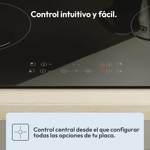 CANDY ▫️ Idea CH64CCB 4U2 Placa vitrocerâmica de 4 bicos, 60 cm, 10 níveis de potência, 6,5 kW, botões centrais, indicador de calor, bloqueio de segurança, alerta de sobreaquecimento e derrames, preto 4