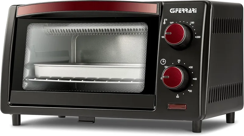 G3 Ferrari ▫️ G10169 Forno de convecção de mesa 10L ''Il Moro'', 800 W, temperatura ajustável, temporizador, porta de vidro duplo, acessórios incluídos, preto