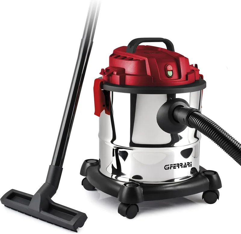 G3 Ferrari ▫️ G90028 Aspirador de sólidos e líquidos vermelho Fusto 20 L, 1000 W, 18kPa, compacto húmido e seco, função dupla: soprador, acessórios incluídos