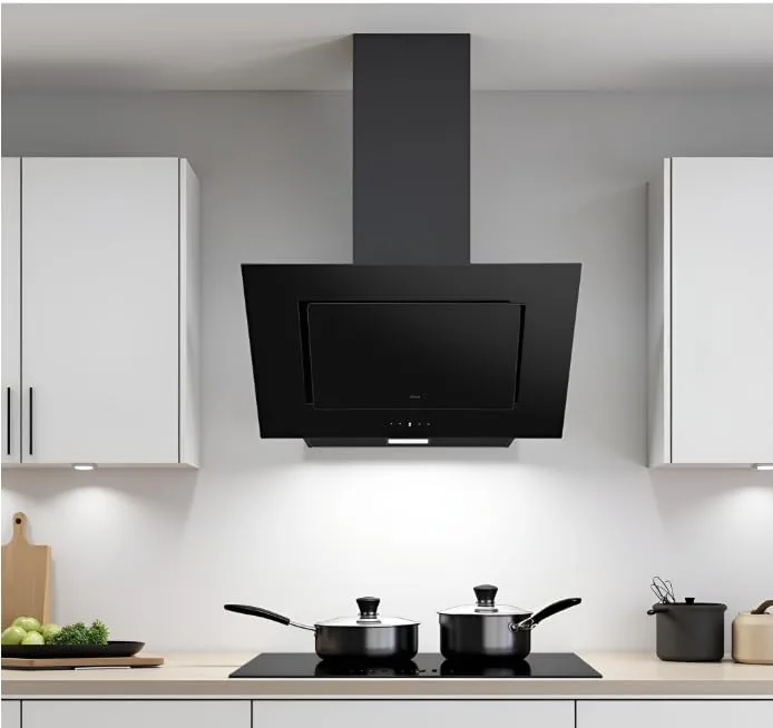 CANDY ▫️ CDG6BG, Exaustor Decorativo de 60 cm, 3 níveis de potência, 65 W, 303,2 m³/h, filtro de carvão opcional, painel de alumínio anti-gordura, iluminação LED, 63 dB, preto 5
