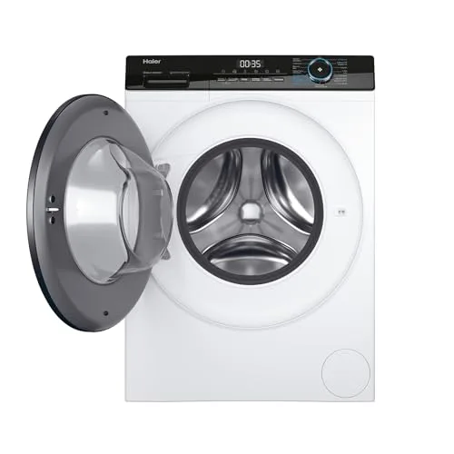Haier ▫️ Série I-Pro 3 HW80-B14939-IB- Máquina de lavar roupa de carregamento frontal, 8 kg, função de vapor, motor Direct Motion, tratamento antibacteriano, 1400 RPM, fim do ciclo programável, detetor automático de peso, 15 programas, branca 2