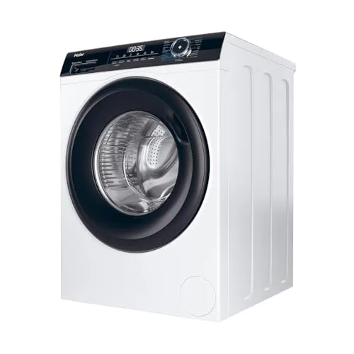 Haier ▫️ Série I-Pro 3 HW80-B14939-IB- Máquina de lavar roupa de carregamento frontal, 8 kg, função de vapor, motor Direct Motion, tratamento antibacteriano, 1400 RPM, fim do ciclo programável, detetor automático de peso, 15 programas, branca 3
