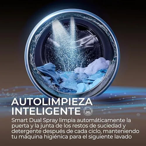 Haier ▫️ Série I-Pro 3 HW80-B14939-IB- Máquina de lavar roupa de carregamento frontal, 8 kg, função de vapor, motor Direct Motion, tratamento antibacteriano, 1400 RPM, fim do ciclo programável, detetor automático de peso, 15 programas, branca 5