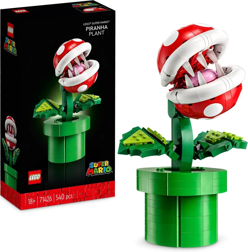 LEGO ▫️ Super Mario Piranha Plant, Figura de Personagem Articulada com Cachimbo e 2 Moedas, Modelo para Construir para Adultos, Decoração de Quarto, Prenda para Homens, Mulheres e Adolescentes 71426