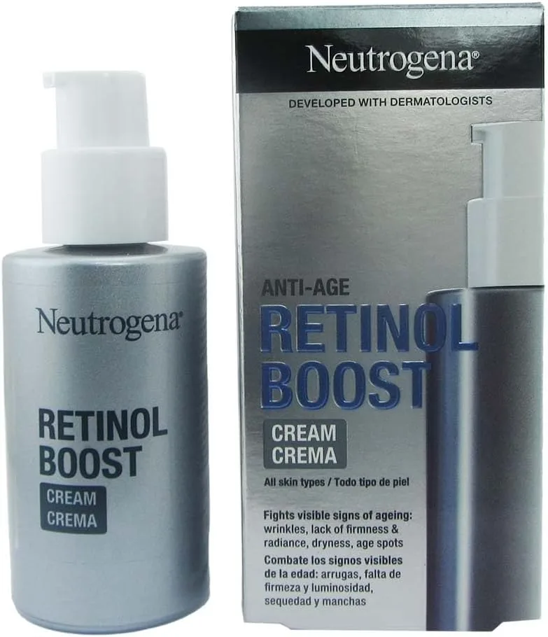 Neutrogena ▫️ Retinol Boost Creme Antienvelhecimento, Sem Perfume, 50 ml | Retinol Puro e Ácido Hialurónico, Combate os Sinais do Envelhecimento, Reduz Rugas e Manchas, Suave para a Pele, Textura Leve