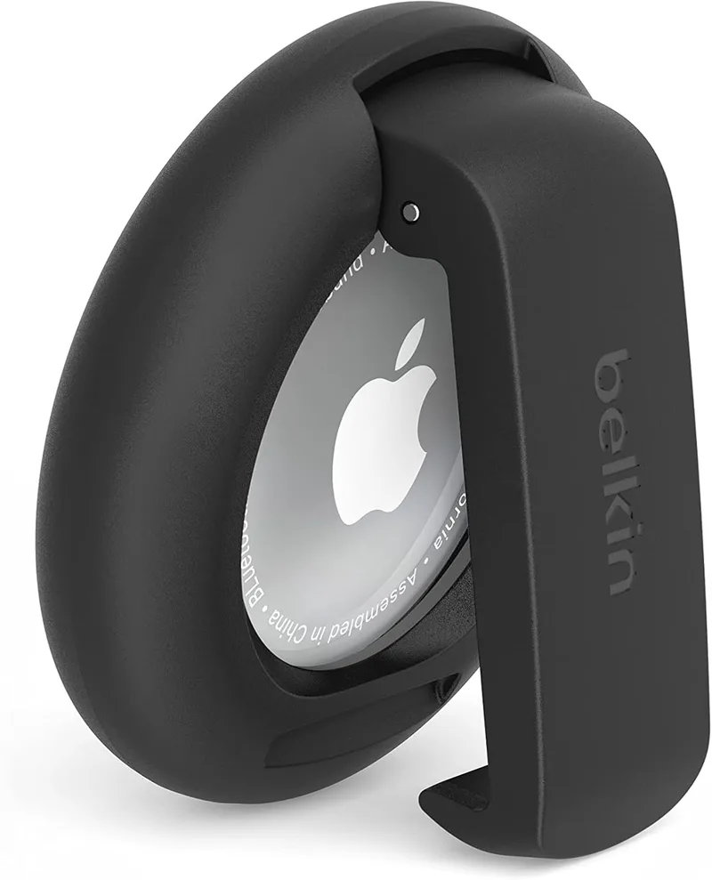Apple ▫️ Capa Belkin AirTag com clipe, capa protetora Secure Holder com porta-chaves, anel com porta-chaves para AirTag com proteção anti-arranhões, preta