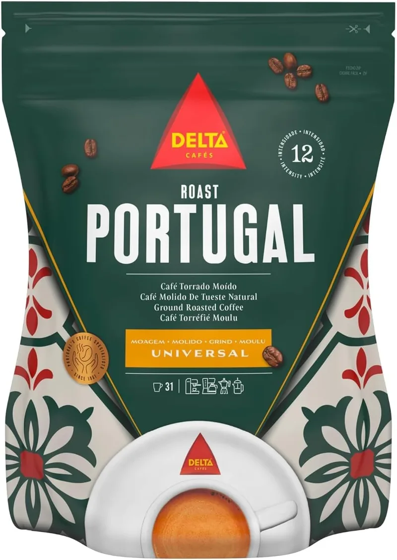 Delta Cafés ▫️ Origem Portugal - Café Moído - Sabor forte e aromático - Moído Natural - 220g