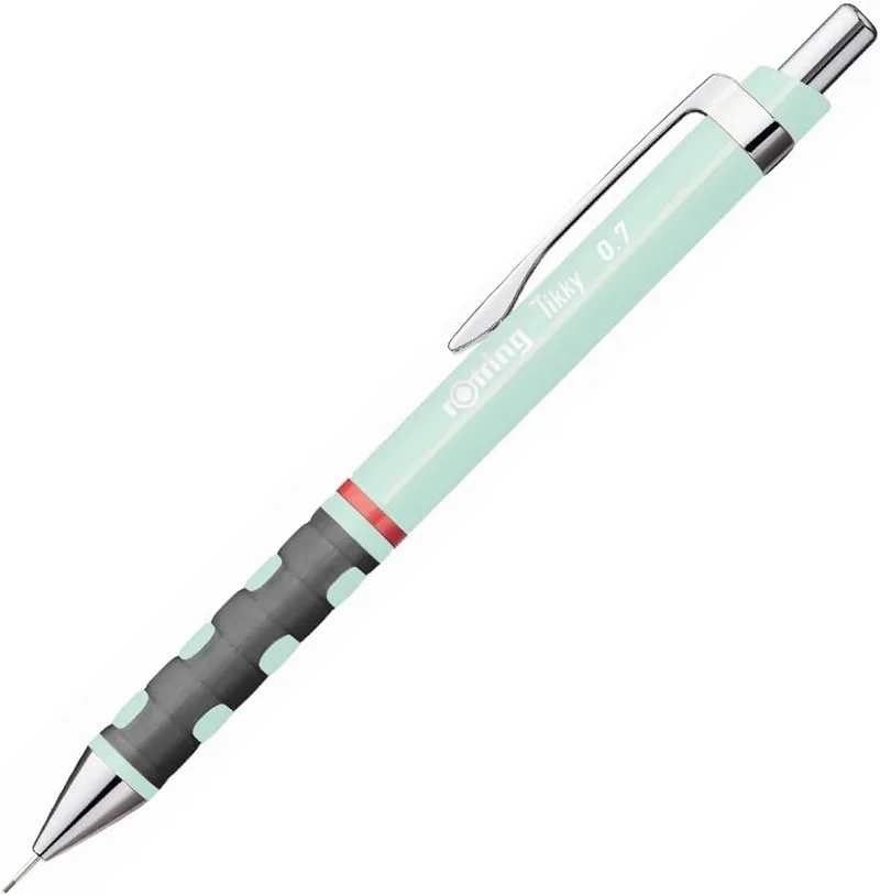 Rotring ▫️ Porta-lápis Tikky em tons pastel | HB de 0,7 mm | Azul opalino | com punhos de borracha confortáveis | 12 unidades