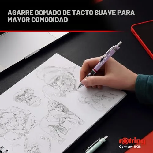Rotring ▫️ Porta-minas Tikky em tons pastel | HB de 0,7 mm | Flor de orquídea | com punhos de borracha confortáveis | 12 unidades 5