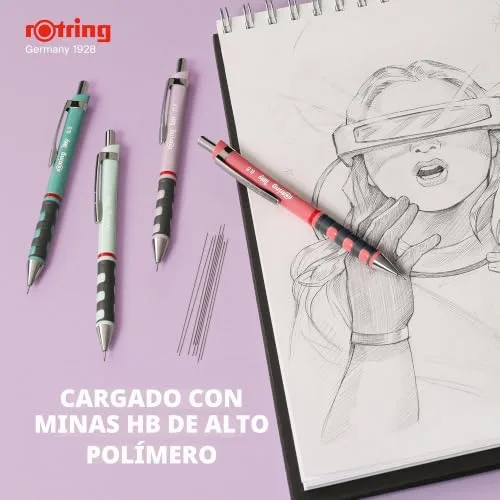 Rotring ▫️ Porta-minas Tikky em tons pastel | HB de 0,7 mm | Flor de orquídea | com punhos de borracha confortáveis | 12 unidades 6