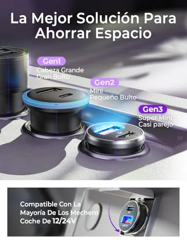 LISEN ▫️ Carregador para carro com carregamento rápido, tomada do isqueiro, USB-C, 69 W + 60 W, cabo, acessórios 4