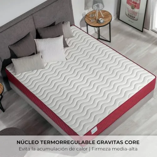 Nalui ▫️ Colchão viscoelástico reversível Gredos 160 x 190 cm com sistema VISCONFORT, tecido elástico e tecido 3D respirável. Altura: ±21 cm | Firmeza média-alta | Adaptável | Fabricado em Espanha 3