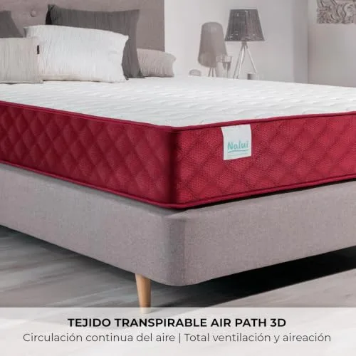 Nalui ▫️ Colchão viscoelástico reversível Gredos 160 x 190 cm com sistema VISCONFORT, tecido elástico e tecido 3D respirável. Altura: ±21 cm | Firmeza média-alta | Adaptável | Fabricado em Espanha 4