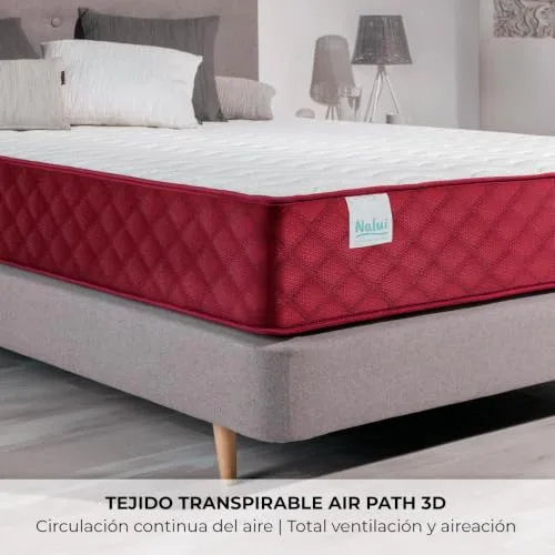 Nalui ▫️ Colchão viscoelástico reversível Gredos 140 x 180 cm com sistema VISCONFORT, tecido elástico e tecido 3D respirável. Altura: ±24 cm | Firmeza média-alta | Adaptável | Fabricado em Espanha 4