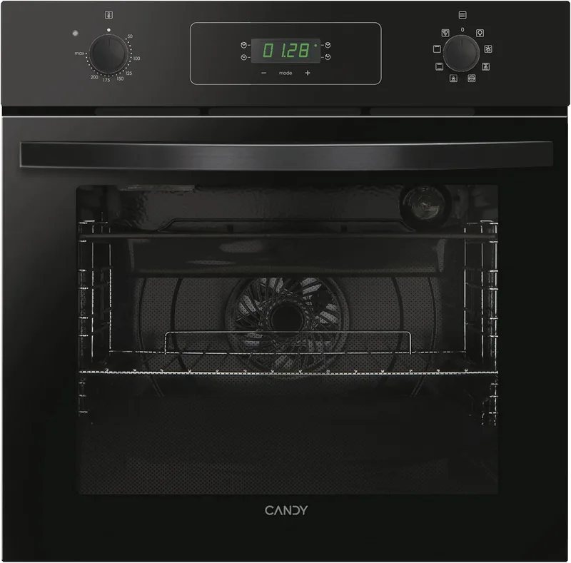 CANDY ▫️ Idea FIDCP N615 L, Forno Multifunções, 65 L, 1 tabuleiro e 1 grelha, ventilador radial, limpeza Aquactiva, convecção + ventilador, 8 funções, botões Push&Pull, porta com vidro duplo, preto