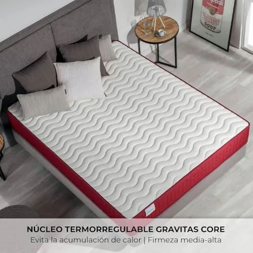 Nalui ▫️ Colchão viscoelástico reversível Gredos 140 x 200 cm com sistema VISCONFORT, tecido elástico e tecido 3D respirável. Altura: ±24 cm | Firmeza média-alta | Adaptável | Fabricado em Espanha 3