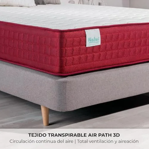 Nalui ▫️ Colchão viscoelástico reversível Gredos 140 x 200 cm com sistema VISCONFORT, tecido elástico e tecido 3D respirável. Altura: ±24 cm | Firmeza média-alta | Adaptável | Fabricado em Espanha 4