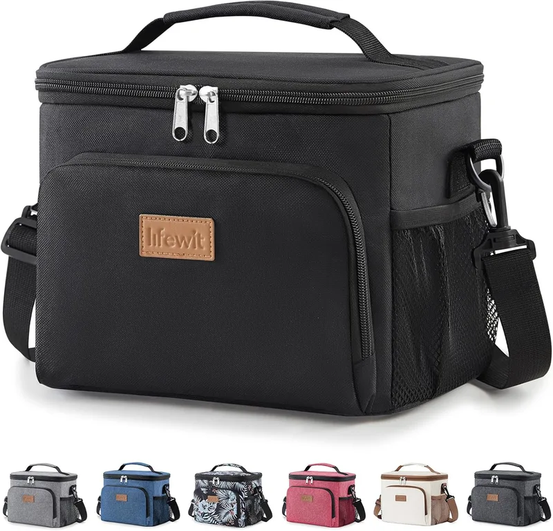 Lifewit ▫️ Saco térmico para alimentos 9L, Saco de refrigeração portátil pequeno, Saco de almoço impermeável, Saco de almoço térmico para homens e mulheres, Saco de almoço térmico para praia, piquenique, viagem, preto