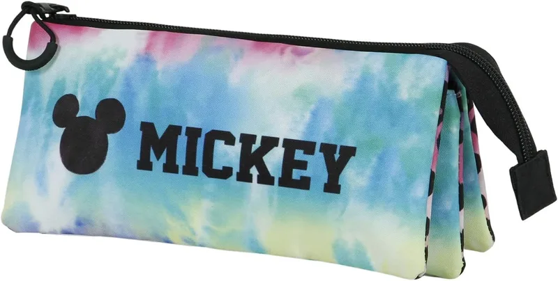 Disney ▫️ Mickey Mouse Tie-Portatodo Triple Fan 2.0, Azul, 23 x 11 cm
