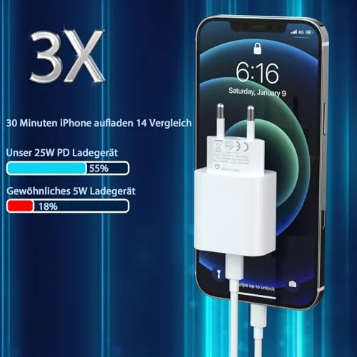 GEJIN ▫️ 3 x Adaptador USB-C de 20 W para iPhone 14 Plus, Pro, MAX, 13, 12, 11, SE, iPad, PD 3.0 para iPhone - Carregador rápido - Adaptador de corrente USB (sem cabo de carregamento) 4