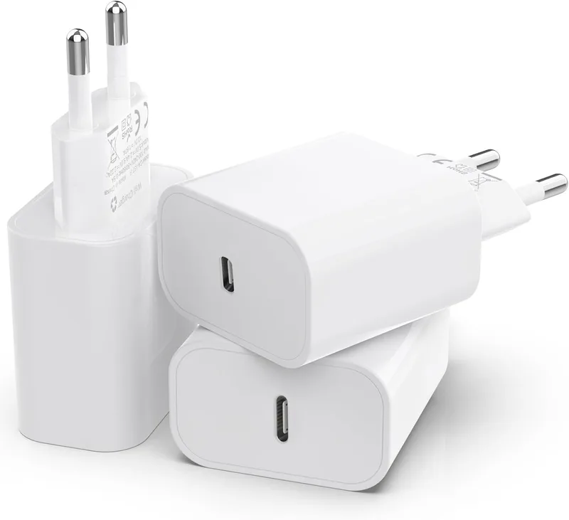 GEJIN ▫️ 3 x Adaptador USB-C de 20 W para iPhone 14 Plus, Pro, MAX, 13, 12, 11, SE, iPad, PD 3.0 para iPhone - Carregador rápido - Adaptador de corrente USB (sem cabo de carregamento)
