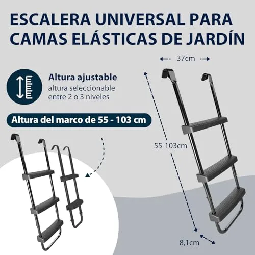 Hudora ▫️ Escada Universal Antiderrapante para Trampolins - Escada com Altura Ajustável e Degraus Largos - Resistente aos Raios UV 2
