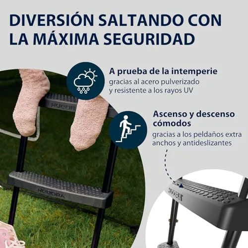 Hudora ▫️ Escada Universal Antiderrapante para Trampolins - Escada com Altura Ajustável e Degraus Largos - Resistente aos Raios UV 3