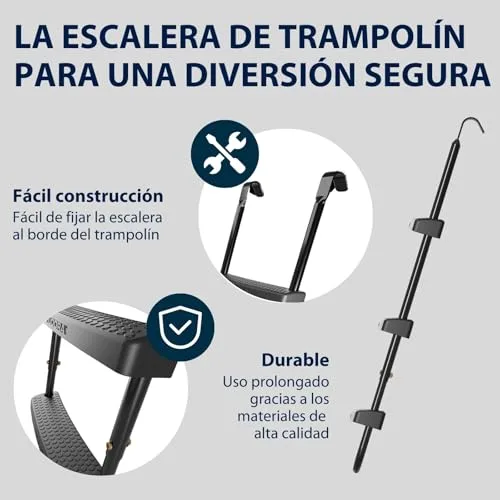 Hudora ▫️ Escada Universal Antiderrapante para Trampolins - Escada com Altura Ajustável e Degraus Largos - Resistente aos Raios UV 4