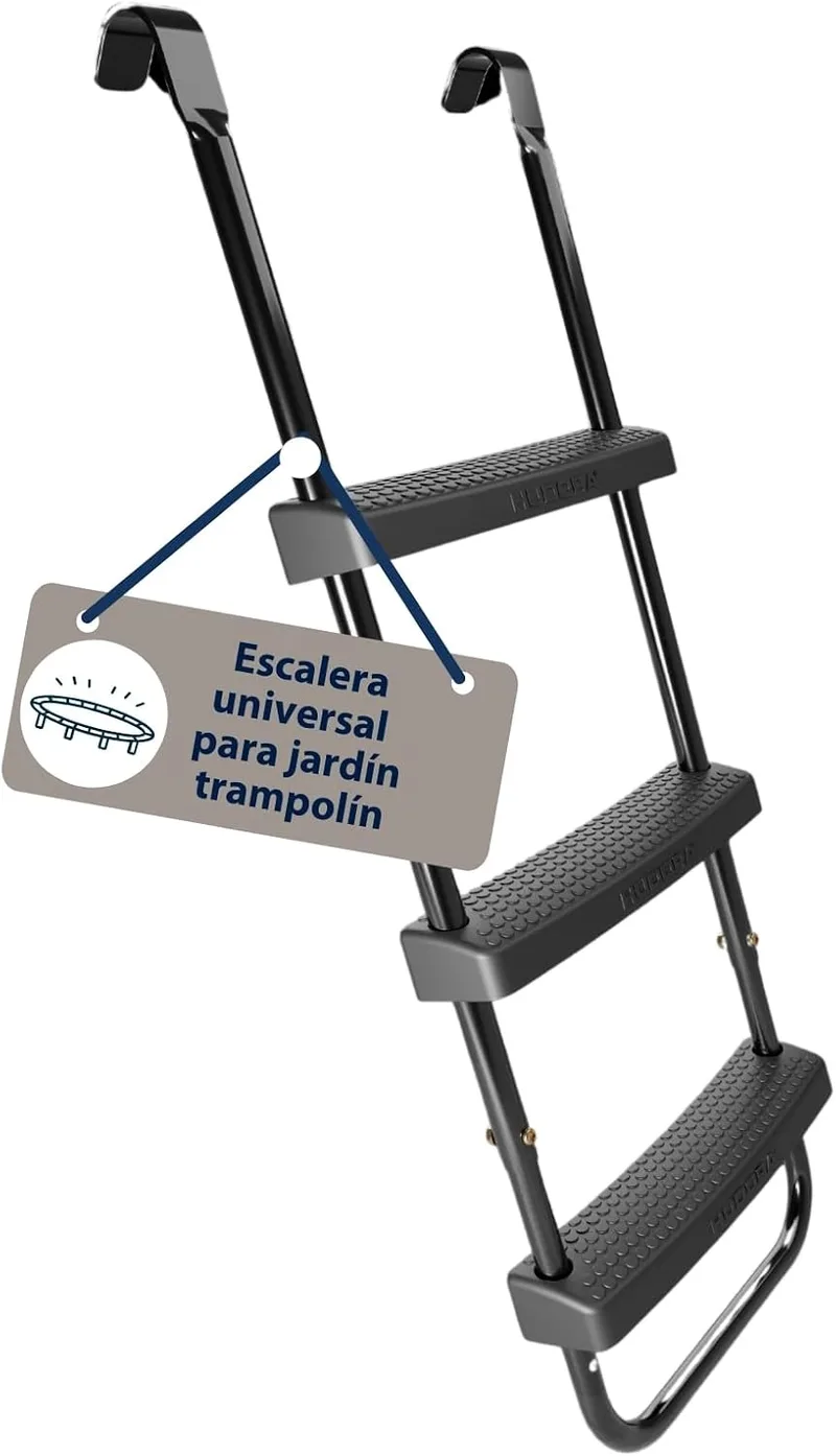 Hudora ▫️ Escada Universal Antiderrapante para Trampolins - Escada com Altura Ajustável e Degraus Largos - Resistente aos Raios UV