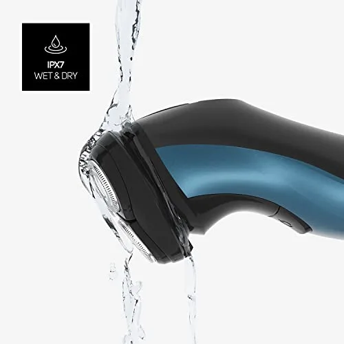 Taurus ▫️ Máquina de barbear elétrica para homem 3 Side Shave IPX7, máquina de barbear, para uso a seco e com água, autonomia de 45 min, aparador de barba, tecnologia Total Curve, carregamento por USB, ergonómica, protege a pele, sem fio 3