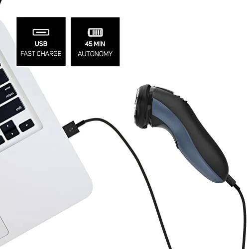 Taurus ▫️ Máquina de barbear elétrica para homem 3 Side Shave IPX7, máquina de barbear, para uso a seco e com água, autonomia de 45 min, aparador de barba, tecnologia Total Curve, carregamento por USB, ergonómica, protege a pele, sem fio 5