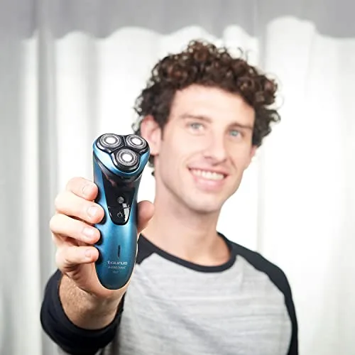 Taurus ▫️ Máquina de barbear elétrica para homem 3 Side Shave IPX7, máquina de barbear, para uso a seco e com água, autonomia de 45 min, aparador de barba, tecnologia Total Curve, carregamento por USB, ergonómica, protege a pele, sem fio 6