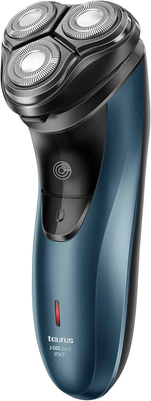 Taurus ▫️ Máquina de barbear elétrica para homem 3 Side Shave IPX7, máquina de barbear, para uso a seco e com água, autonomia de 45 min, aparador de barba, tecnologia Total Curve, carregamento por USB, ergonómica, protege a pele, sem fio