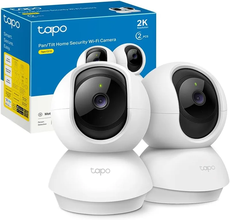 Tapo ▫️ C210(2-Pack) - Câmara IP WiFi 360° Câmara de Vigilância 2K (3MP),Visão Nocturna Suporta Cartão SD até 512GB, Deteção de Movimento, Controlo Remoto, Compatível com Alexa