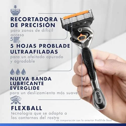 Gillette ▫️ Proglide - Máquina de barbear para homem com 4 recargas, preta 6