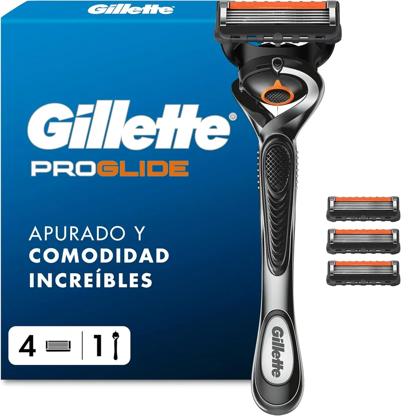 Gillette ▫️ Proglide - Máquina de barbear para homem com 4 recargas, preta