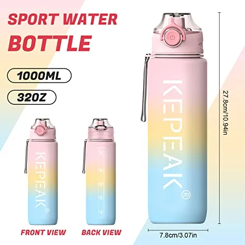 KEPEAK ▫️ Garrafa de Água, Garrafa de Água para o Ginásio de 1 L com Coador, Garrafa para Bicicleta sem BPA, Reutilizável com Vedação em Silicone, Garrafa de Água Desportiva Resistente para o Escritório, a Escola e o Ar Livre 2