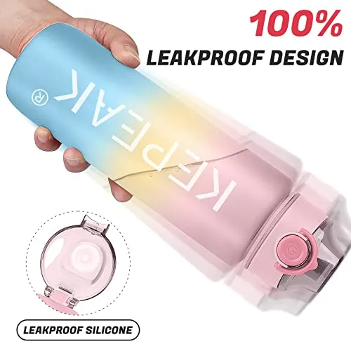 KEPEAK ▫️ Garrafa de Água, Garrafa de Água para o Ginásio de 1 L com Coador, Garrafa para Bicicleta sem BPA, Reutilizável com Vedação em Silicone, Garrafa de Água Desportiva Resistente para o Escritório, a Escola e o Ar Livre 4