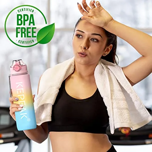 KEPEAK ▫️ Garrafa de Água, Garrafa de Água para o Ginásio de 1 L com Coador, Garrafa para Bicicleta sem BPA, Reutilizável com Vedação em Silicone, Garrafa de Água Desportiva Resistente para o Escritório, a Escola e o Ar Livre 6