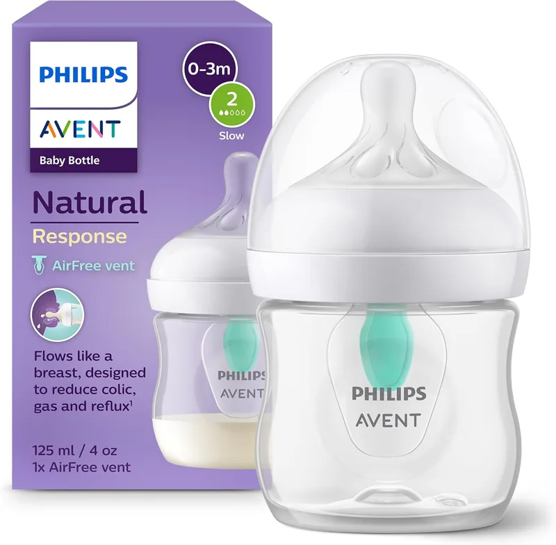 AVENT ▫️ Biberão Philips Natural Response - 125 ml AirFree, sem BPA, para recém-nascidos a partir dos 0 meses (modelo SCY670/01)