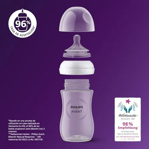 AVENT ▫️ Conjunto de biberões Philips para recém-nascidos: 4 biberões, chupeta ultra macia e escova para biberões, para bebés dos 0 aos 12 meses (modelo SCD838/11) 2